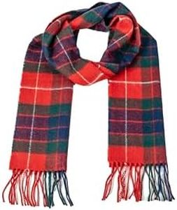 Briomhar Fraser Red Tartan Plaid Wool Scarf - 100% Lambswool Made in Scotland, Perfect Winter Scarf for Cold Weather