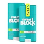 SweatBlock Deodorant & Antiperspirant Solid for Men and Women, Regular Strength Sweat & Odor Protection, Coastal Fresh Fragrance, Easy, Clean, Smooth Glide - (2-Pack)