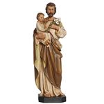 BC Catholic St. Joseph and Child Jesus Statue, Catholic Saint Figure, Religious Gift for Father's Day, Inspirational Indoor Home Decor, 10 inches H, Hand Painted by Buildclassic