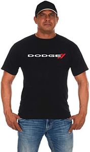 JH DESIGN GROUP Men's Dodge Emblem Black Crew Neck T-Shirt (Large, Black)