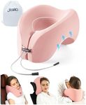 Jiaao 2-in-1 Travel Neck Pillow with 360-Degree Head Support, Adjustable Clasp, Memory Foam U-Shape Airplane Neck Pillow with Storage Bag, Napping Pillow for Airplane, Car, Train, Bus and Home Use