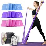 Therapy Flat Resistance Bands Set, Exercise Stretch Bands for Stretching, Flexibility, Pilates, Yoga, Ballet, Gymnastics and Rehabilitation (3 Set - 150cm Length)