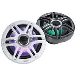Clarion CMSP-771RGB-SWG Premium 7.7-inch Coaxial Marine Speakers with Built-in RGB Illumination, 60W RMS, with White & Metallic Gray Grilles
