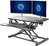 VIVO Standing 81 cm Desk Converter, Height Adjustable Riser, Sit to Stand Dual Monitor and Laptop Workstation with Wide Keyboard Tray, Black, DESK-V000K