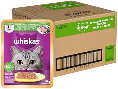 Whiskas Adult (1+ Years) Wet Cat Food, Tuna & White Fish Flavour, 80 g x 28, 100% Complete & Balanced Nutrition, Supports Healthy Immune System