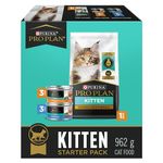 Purina Pro Plan New Kitten Starter Pack, Dry & Wet Cat Food - 962 g Box (1 Pack)