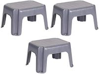 Rubbermaid Durable Plastic Roughneck Small Step Stool w/ 250-LB Weight Capacity, Gray (3 Pack)