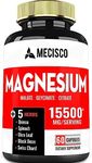 8in1 Magnesium Glycinate Supplement 15500mg - 60 Capsules for Brain Support, Restful Mood & Immune Systems - Plus Spinach Leaf, Swiss Chard Leaf, Okra Leaf, Organic Quinoa & Black Bean