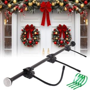 Garland Hanger for Front Door , Adjustable Fits 18"- 51" Door Widths , Heavy-Duty Christmas Halloween Decoration Holder for Wreaths, Lights & More , No Screws, Drilling, No Damage Door(18”-51”)