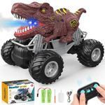 Dinosaur Toys for Boys, 1:16 Scale Remote Control Monster Truck Toys with Spray LED Lights, Boys Toys Age 3 4 5 6 7 Year Old Boys Gifts, Car Gifts Toys for 3-8 Year Old Boys Toys Birthday Presents