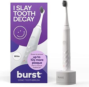 BURST Original Sonic Electric Toothbrush for Adults - Soft Bristle Toothbrush for Deep Clean, Stain & Plaque Removal - 3 Sonic Toothbrush Modes: Teeth Whitening, Sensitive, Massage - White