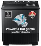 Samsung 9.5 kg, 5 Star, Hexa Storm Pulsator, Semi-Automatic Top Load Washing Machine (WT95A4260GD/TL, Air Turbo Drying, Dark Gray)