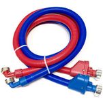 2-pack Flood Safe Washing Machine Hoses - Heavy Duty PVC Hose Sealed With Rigid Corrugated Outer Wall in Red-Blue and Built-in Auto Shut-off Valve Univeral 90 degree elbow Connection (6)