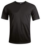 MKR Quick Drying Breathable Cooling Short Sleeve Sports T-Shirt with UPF40+ Sun UV Protection (Black, L)