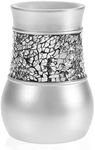 Creative Scents Bathroom Tumbler Cup - Decorative Silver Crackled Glass Rinse Mug for Water, Best Tumblers for Mouthwash/Rinsing