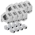 kwmobile Keystone Module Jacks - 8x CAT6A Shielded Keystone Jack RJ45 Cat 6A Ethernet Module 10 Gbit with Shielded Metal Housing and DIN Rail Holders