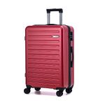 TydeCkare 28 Inch Checked Luggage, Lightweight ABS+PC Hardshell Suitcase with TSA Lock & Spinner Silent Wheels, Large Size with 101L Capacity, Wine Red