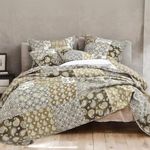 DaDa Bedding Bohemian Patchwork Bedspread - Moroccan Paisley Chocolate Dreams Floral - Bright Vibrant Multi-Colorful Brown Quilted Coverlet Set, Cotton, Chocolate Brown, Full