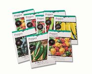 Early's Farm & Garden Centre Turn Up The Heat - Hot Pepper Garden Seeds - 8 Individual Packs & Varieties - Hottest Peppers - Cooking - Canning - Seasoning Beware The Spice!, AMEGS5, Green,Red,Yellow