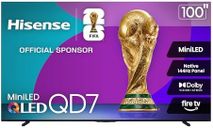 Hisense 100" Class QD7 Series Mini-LED 4K UHD Smart Fire TV (100QD7QF, 2025 Model) - QLED, 144hz, HDR10+, Dolby Vision, Dolby Atmos, Game Mode Pro, ALLM, Alexa Built in with Voice Remote, Black
