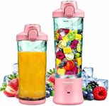Portable Blender for Smoothies, 600ML Capacity, Rechargeable Personal Blender with Leak Proof Lid and Safety Lock, USB Charging, pink (pink)