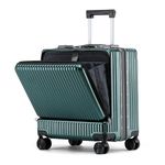 THE CLOWNFISH Jetsetter Series Carry-On Luggage Polycarbonate Hard Case Suitcase Eight Spinner Wheel 14 Inch Laptop Trolley Bag With Tsa Lock & Usb Charging Port- Dark Green (47 Centimeters-18.5 Inch)