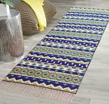 THE HOME TALK Handmade Cotton Carpets | Tribal Contemporary Decorator | Bedside Runner, Living Room, Hall | Machine Washable | 50 x 150 Cm | Beige