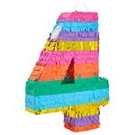 BLUE PANDA Rainbow Number 4 Pinata for 4th Birthday Party Decorations, (Small, 12 x 17 x 3 Inches)