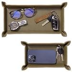 Navaris Faux Leather Valet Tray Set of 2, Catch all Tray, Key Tray for Entryway Table, Nightstand Tray, Catchall for Keys, Watch, Remote, Phone, Valet Tray for Men, Mens Valet Tray