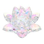 OwnMy Sparkle Crystal Lotus Flower Figurines Decorative Lotus Flower Ornament, Glass Lotus Feng Shui Decor Crystal Lotus Flower Paperweight Lotus Decor for Tabletop Centerpiece Home Office (5 Inch)