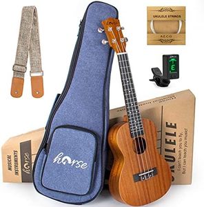 Concert Ukulele, Horse Ukulele 23 Inch Sapele with Ukelele Bag Strap Tuner Replacement Strings…