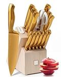Gold Knife Set for Kitchen with Blo