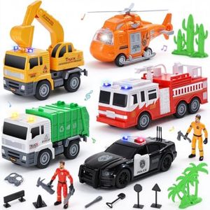 CUTE STONE 5 Pcs City Vehicle Toy Set, Toddler Cars for Boys Ages 3-5