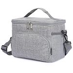 WANDF Insulated Lunch Bag Cooler Lunch Box for Women Men Leakproof Reusable Lunch Tote Bag for Work School Picnic Beach Waterproof Lunch Bag with Adjustable Shoulder Strap for Kids Adult (Grey)