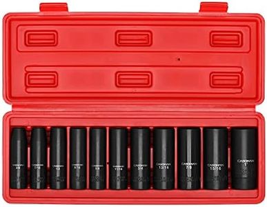 CASOMAN 11 Pieces 1/2-Inch Drive Deep Impact Socket Set, SAE, 6-Point, 3/8-Inch to 1-Inch