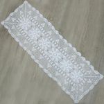 kilofly Handmade Crochet Lace Rectangular Table Runner 15 x 36 Inch, White