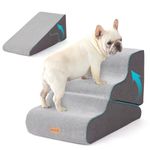 Gardner Pet 2-in-1 Dog Steps for Bed, Adjustable 3-Steps High Density Foam Dog Ramp for Sofa, Water Resistant Pet Stairs with Non Slip Bottom, Suitable for Puppy, Small Animals, Grey