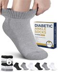 Pembrook Ankle Diabetic Socks for Men & Women - 6 Pairs | Black, White, Gray | Low Cut Stretch Top Mens Diabetic Socks | Ankle Moisture Wicking Neuropathy Socks for Men | Diabetic Socks for Men 9-12