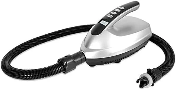 SereneLife Electric Paddle Board Pump – Portable 16 PSI Dual-Stage Air Compressor for Lightning-Fast Inflation, Auto-Off, LCD Display & 12V Car Connector – for SUPs, Boats & Inflatables