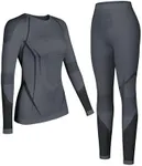 ATTRACO Thermal Underwear Set for Women Soft Long Johns Base Layer Top & Bottom 2 Piece Gray L
