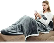 Comfytemp Heated Blanket Throw with Foot Pocket, 43"x71" Soft Flannel Electric Throw Blanket with 3 Heating Levels & 4h Auto Off, Over-Heat Protection Small Heating Lap Blanket Machine Washable, Grey