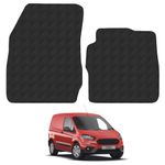 Floor Mats for Ford Transit Courier (2014+) Rubber Tailored Fit Van Mat Set Black Accessory Custom Fitted 2 Pieces Front - Anti-Slip, Heavy-Duty & Waterproof