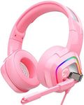 ZIUMIER Z66 Pink Gaming Headset for PS4, Xbox One, PC, Wired Over-Ear Headphone with Noise Isolation Microphone, LED RGB Light,Surround Sound