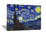 Wieco Art Canvas Print Classic Van Gogh Reproductions Starry Night Modern Canvas Wall Art For Wall Decor and Home 24 by 32 inch