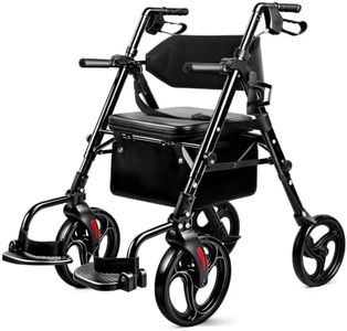 300lb Foldable Rollator Walker for Seniors with seat,Wheelchair for Adults