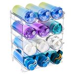 MeCids Water Bottle Organizer Storage Rack, Stackable Plastic Water Bottle Holder, Wine Racks for Kitchen Cupboard Freezer Pantry Organization and Storage (4 Tier)