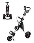 Caddytek CaddyLite 11.5 V3 3 Wheel Golf Push Cart - Superlite Deluxe, Lightweight, Easy to Fold Caddy Cart Pushcart, Silver, 53.5 x 27 x 45