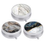 Nipichsha 3 Pack Pill Box, Small Case for Purse & Pocket, Cute Medicine Organizer Travel Pillbox, Portable Container Holder to Hold Vitamins, Medication, Fish Oil Supplements, Abstract Art Marble