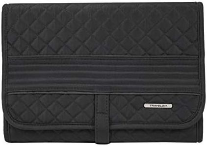 Travelon Boho Hanging Toiletry Kit, Black, One Size, Black, One Size, Travelon Boho Hanging Toiletry Kit