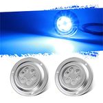 Partsam 2Pcs LED Stainless Steel Marine Underwater Lights Boat Transom Fishing Squid Lights 6LED Surface Mount